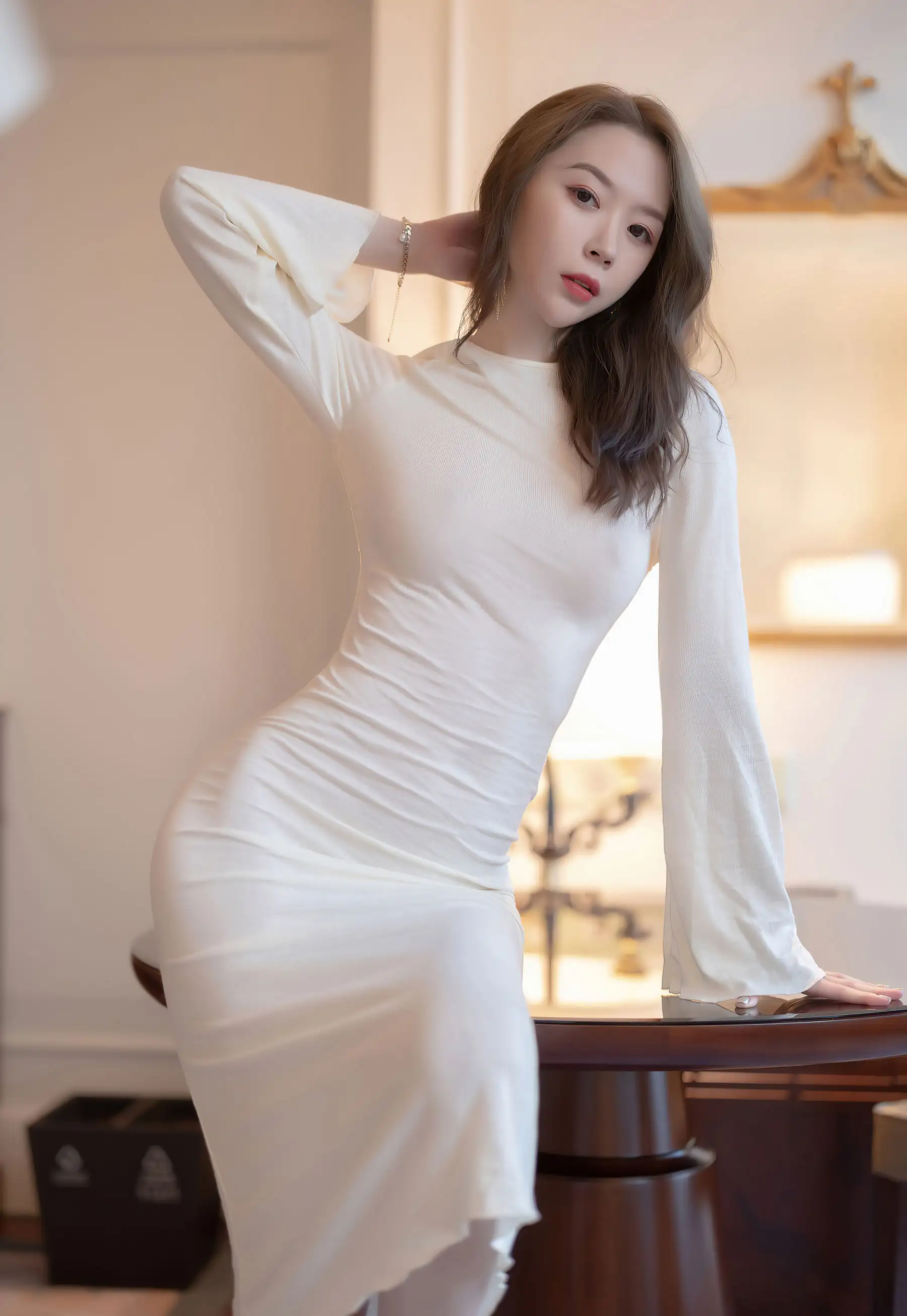 Meng Xinyue outdoor travel photography bohemian sheer chiffon cover up beach sunset look