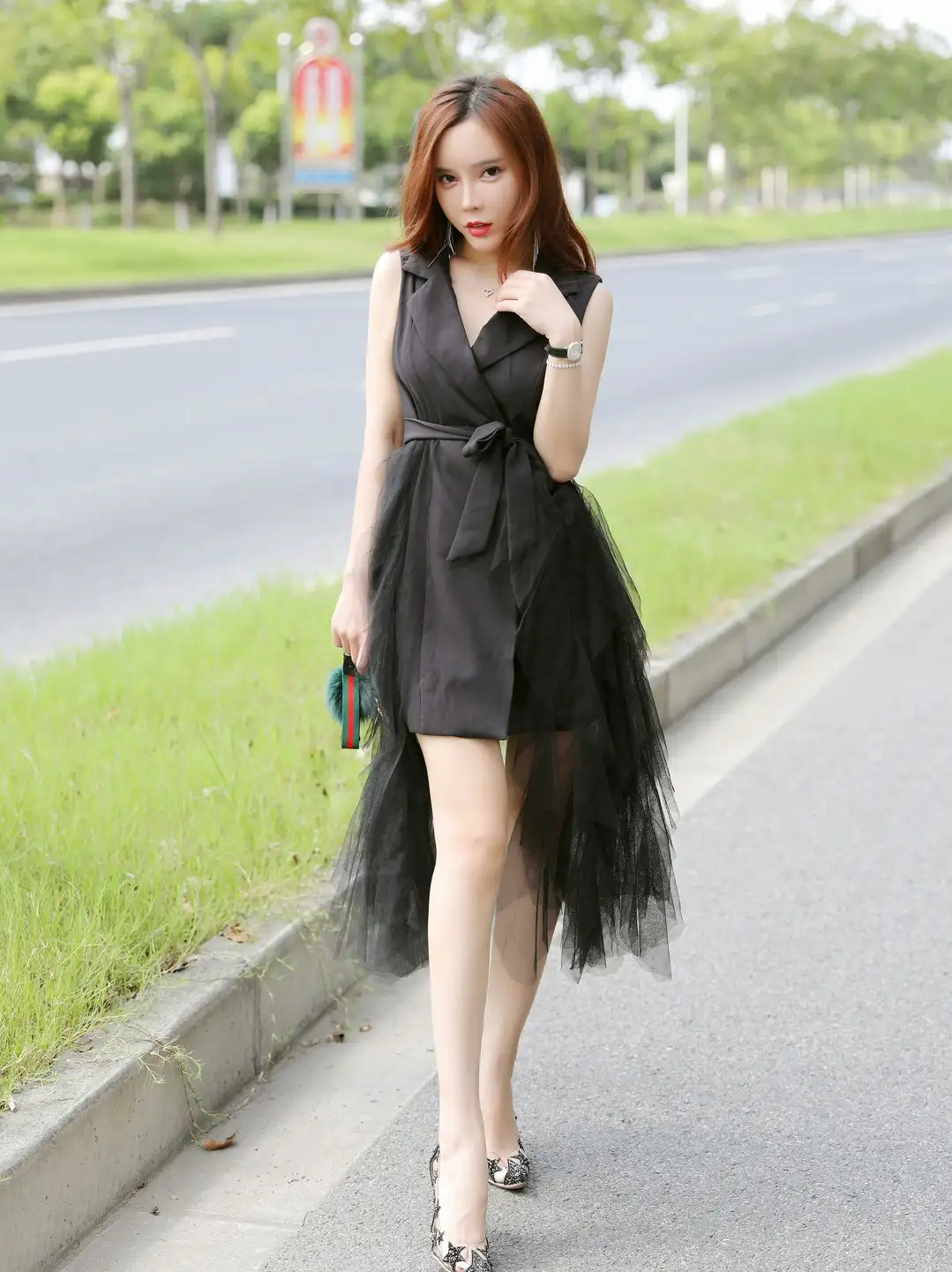 Ai Xiaoqing lazy afternoon portrait in white lace slip dress twin braids cute and sexy look