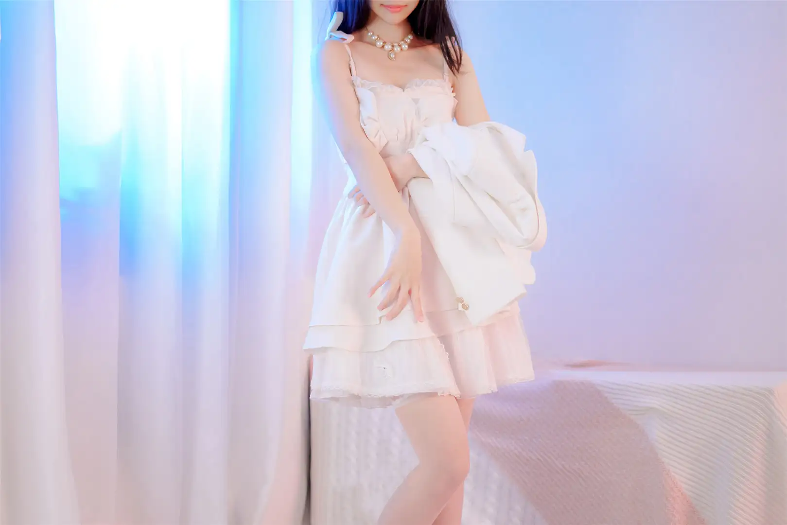 Suzuki Misaki minimalist artistic photography casual white tank top beautiful woman portrait soft daylight